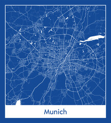Munich Germany Europe City map blue print vector illustration