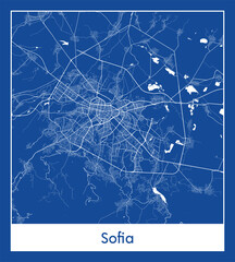 Sofia Bulgaria Europe City map blue print vector illustration