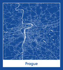 Prague Czech Republic Europe City map blue print vector illustration