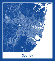 Sydney Australia City map blue print vector illustration