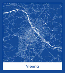 Vienna Austria Europe City map blue print vector illustration
