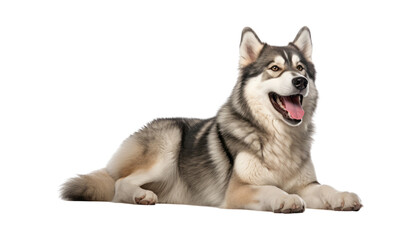 husky puppy isolated on transparent background cutout