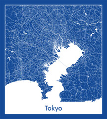Sendai Japan Asia City map blue print vector illustration