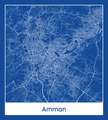 Amman Jordan Asia City map blue print vector illustration