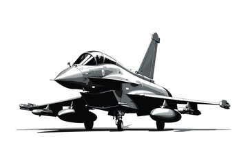 Military jet fighter, jet fighter, military jet isolated on white, aircraft silhouette - obrazy, fototapety, plakaty