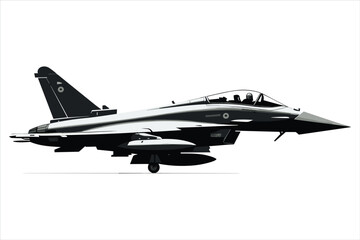 Military jet fighter, jet fighter, military jet isolated on white, aircraft silhouette - obrazy, fototapety, plakaty