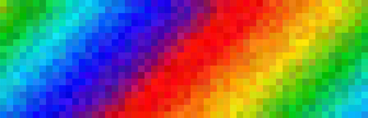 Pixel rainbow abstract diagonal seamless backgraund. Blurred multicolor gradient with dithering. Vector 16 bit illustration in retro style.