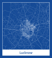 Lucknow India Asia City map blue print vector illustration