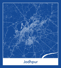 Jodhpur India Asia City map blue print vector illustration