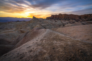sunset at zabriskie point in death valley national park, california, usa