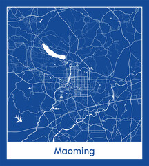 Maoming China Asia City map blue print vector illustration