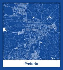 Pretoria South Africa Africa City map blue print vector illustration