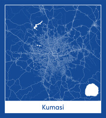 Kumasi Ghana Africa City map blue print vector illustration
