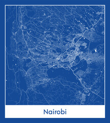 Nairobi Kenya Africa City map blue print vector illustration