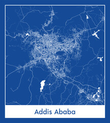 Addis Ababa Ethiopia Africa City map blue print vector illustration