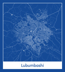 Lubumbashi Democratic Republic of Congo Africa City map blue print vector illustration