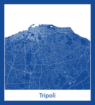 Tripoli Libya Africa City map blue print vector illustration