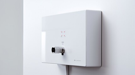 Close-up of a wall-mounted LCD's lower right corner, showcasing ports and connectivity options, on a spotless white backdrop.