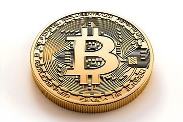 High-Quality Stock Image: Isolated Golden Bitcoin on White Background - Crypto Currency Concept