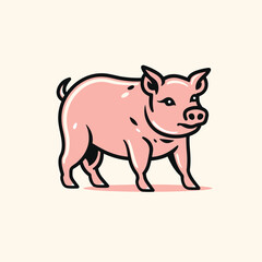 Pig, pork. Vintage logo icon template, retro print, poster for Butchery meat business, farmer shop. Vector