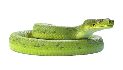 Fototapeta premium green snake isolated on transparent background cutout