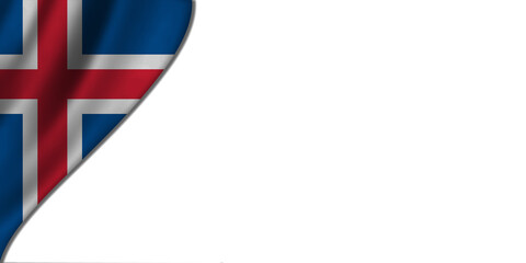 White background with Iceland flag on the left. 3D illustration