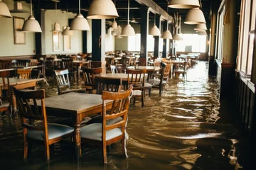 Keuken spatwand met foto Catastrophic flooding in a coastal city in Europe due to a sea level rise. Global warming consequences. © Aleksandr