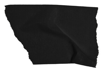 A piece of black paper tape on a blank background.