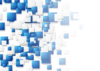Blue and white squares abstract geometric hi-tech background. Vector design