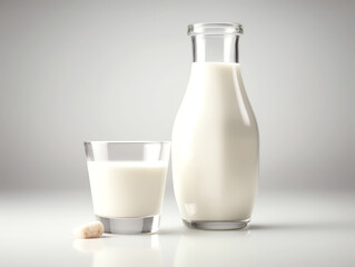 Two glasses of milk on a white background.
