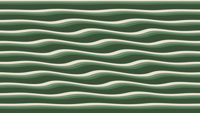 Seamless loop green line waves abstract smooth motion background.