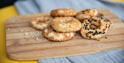 Turkish Salty cookies.Traditional salted sookies with black sesame seeds .