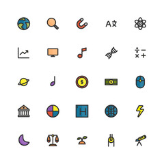 Education subject icon set - Filled line color