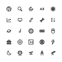 Education subject icon set - Line monochrome