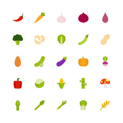 Vegetable icon set - Flat color