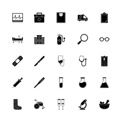 Medical tools icon set - Solid monochrome