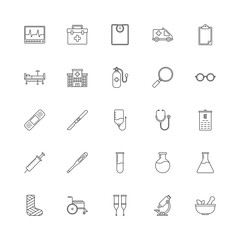 Medical tools icon set - Line monochrome