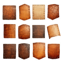 Piece of stamped leather isolated on transparent background