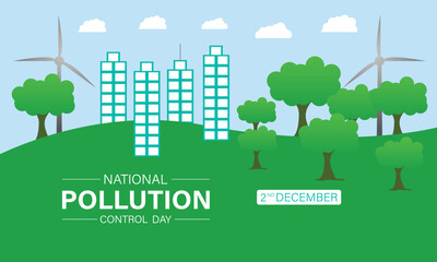 National Pollution control day is observed every year on December 2. Forest or Vehicle Problems in Template design. Banner, poster, card, background design.