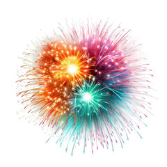 Colorful celebration fireworks isolated on transparent background