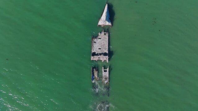SS Palo Alto or Aptos Cement Ship, Aptos, California. Ship wreck covered with thousands of pelicans near the Californian coastline.