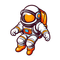 Naklejka premium Cute Astronaut Super Flying , Cartoon , Illustration, Cartoon PNG