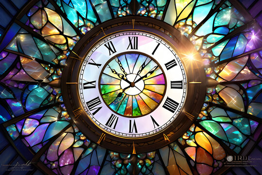 a world clock of stained glass fantasy.
Generative AI