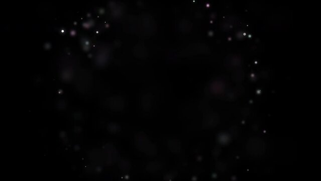 colorful Futuristic digital particle sparks flying explosion flows Moving on abstract with black background animation