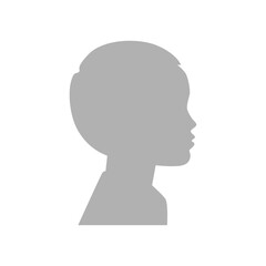 Vector illustration. Gray silhouette of a baby boy on a white background. Suitable for social media profiles, icons, screensavers and as a template.