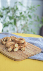 Turkish Salty cookies.Traditional salted sookies with black sesame seeds .