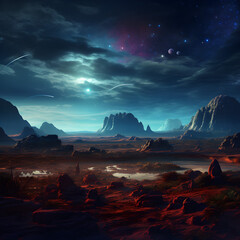 Alien world landscape illustration background