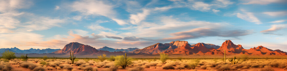 Arizona desert with cactus illustration background - obrazy, fototapety, plakaty