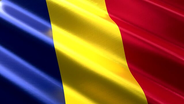 Romania - waving textile flag - 3D 4k seamless loop animation (3840 x 2160 px)