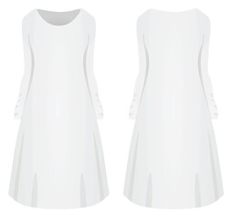 White long sleeve dress. vector illustration